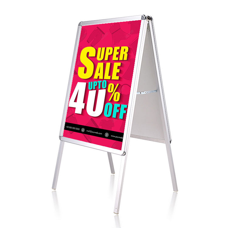 Custom Graphic Double Side A Frame Sidewalk Sign Holder Poster Stand 