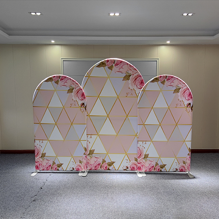 Customized full color tension fabric wedding circle backdrop stand